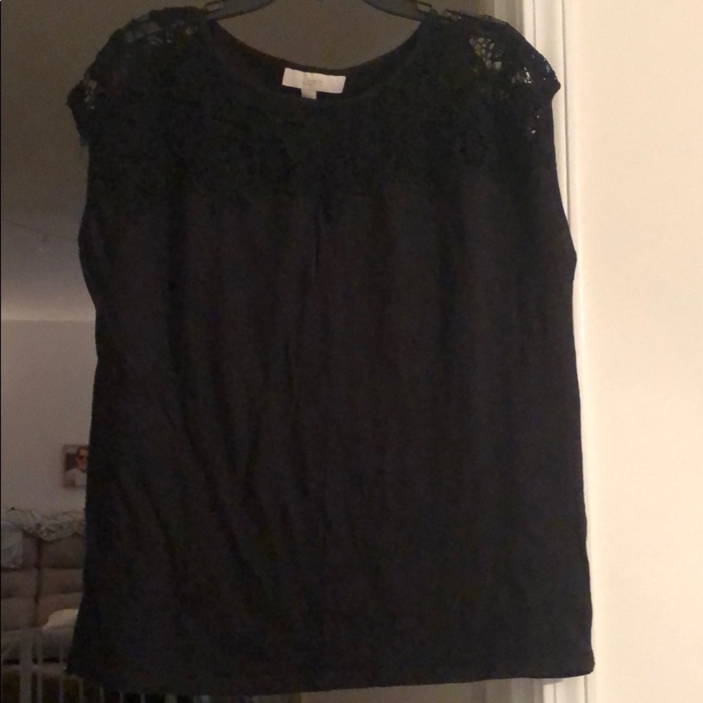 Loft black crochet tank